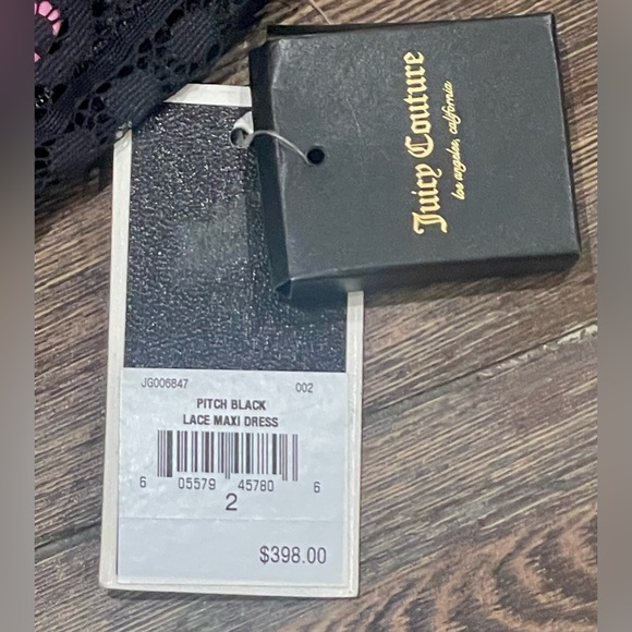 Juicy Couture Pink Pitch Black Victorian Lace Maxi Dress Sz 2 - NWT - Ret. $398 - Picture 9 of 11